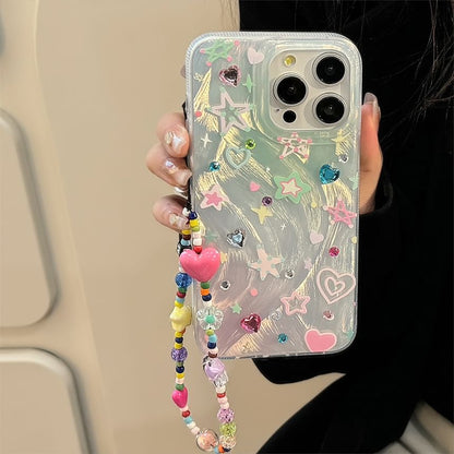 Case Star Decoration / Set Phone Adhesive Strap Rhinestone