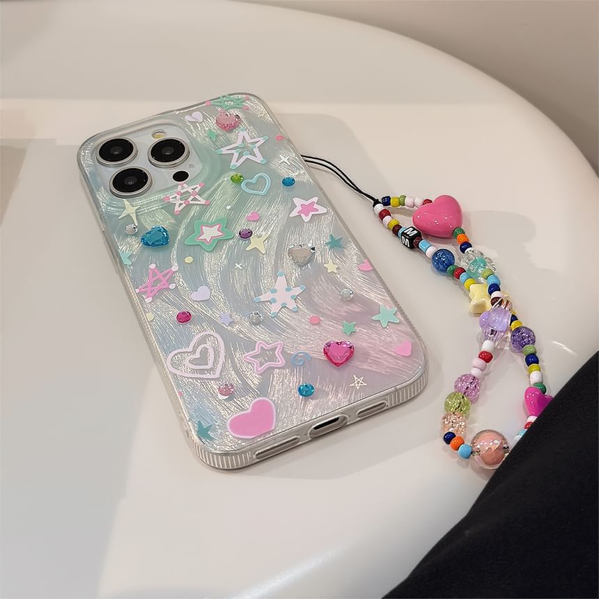 Case Star Decoration / Set Phone Adhesive Strap Rhinestone