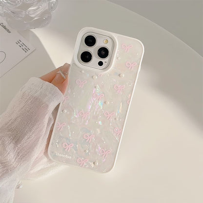 Phone / Case Pearl Set Bow Faux Adhesive Strap Decoration