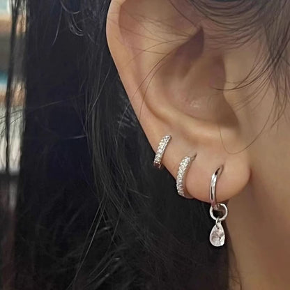 Alloy Earring Set Rhinestone Drop of + 3: Huggie