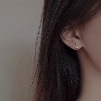 Rhinestone Note Earring Guitar Alloy Music Stud Asymmetrical