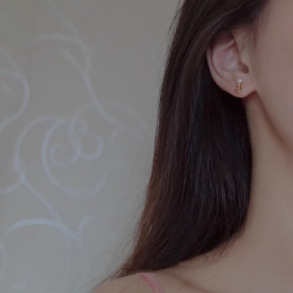 Rhinestone Note Earring Guitar Alloy Music Stud Asymmetrical