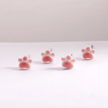 Earrings Ceramic Paw Cat