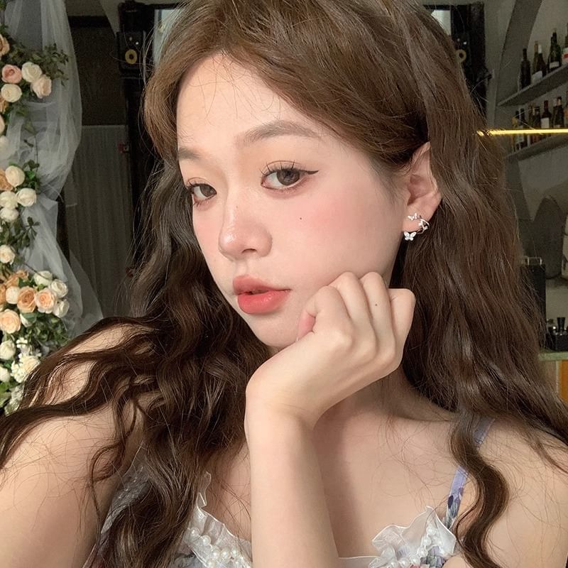 Earring Alloy Huggie Butterfly