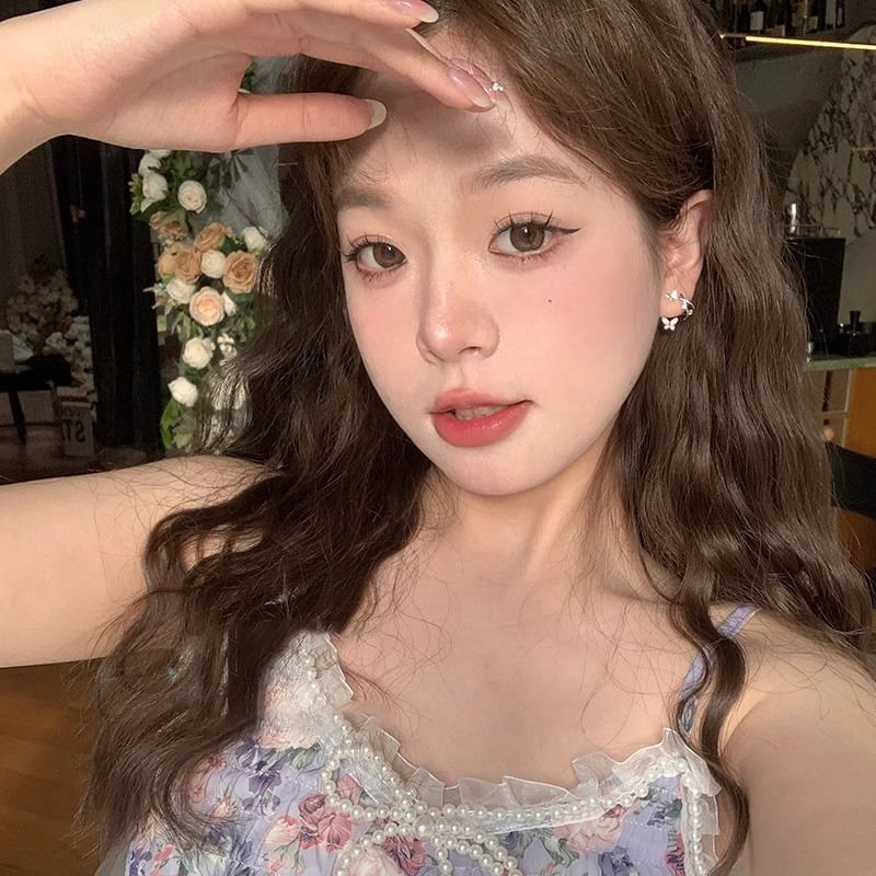 Earring Alloy Huggie Butterfly