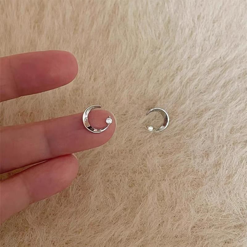 Moon Rhinestone Earring Alloy Stud