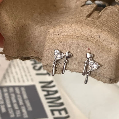 Alloy Heart Earring Rhinestone Drop