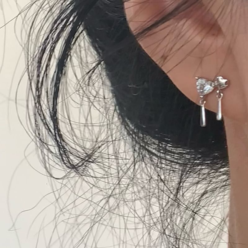 Alloy Heart Earring Rhinestone Drop