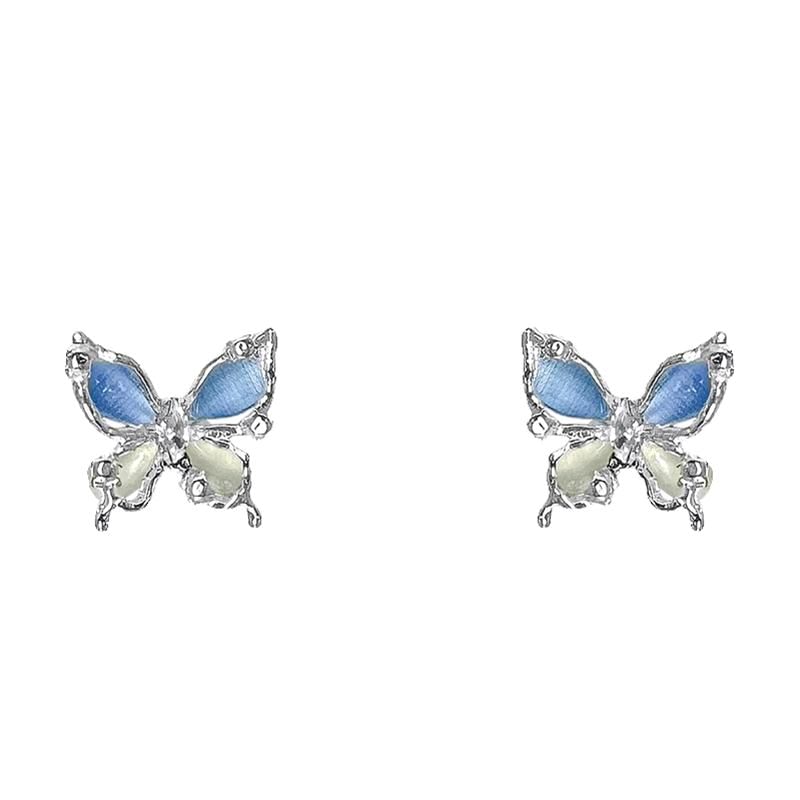 Cat Stud Alloy Butterfly Stone Earring Faux Eye
