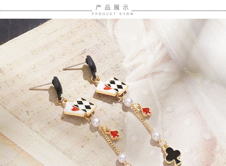 Print Cuff Stud Earring Sterling / Card Poker Ear Silver