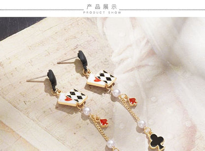 Print Cuff Stud Earring Sterling / Card Poker Ear Silver