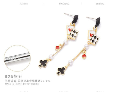 Print Cuff Stud Earring Sterling / Card Poker Ear Silver