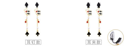 Print Cuff Stud Earring Sterling / Card Poker Ear Silver