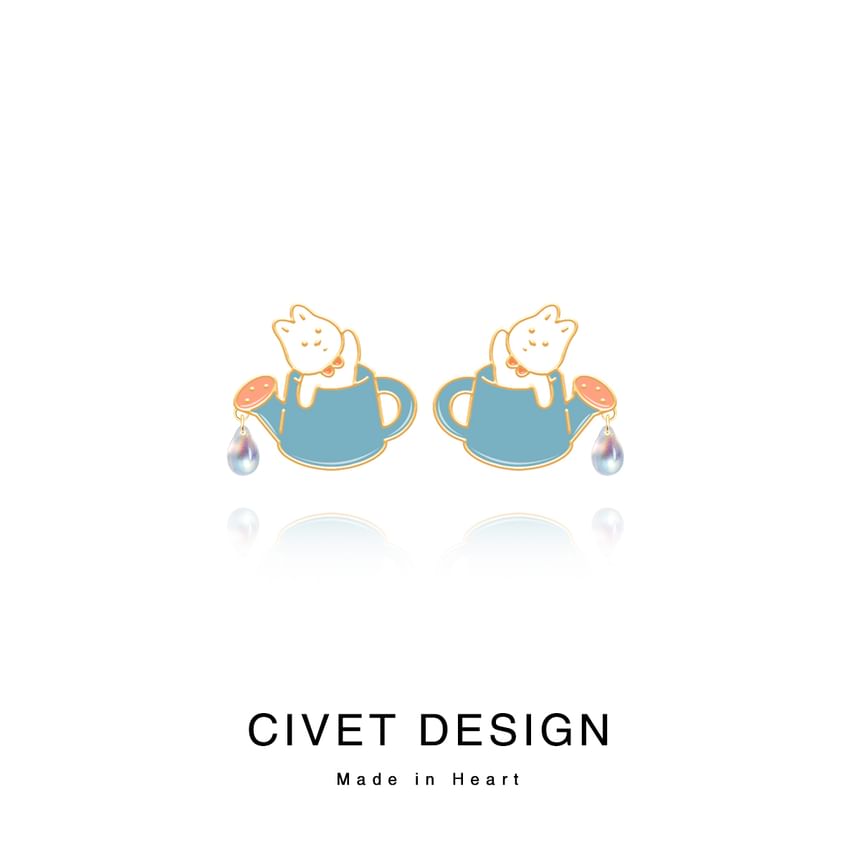 Designs Silver / Cartoon Cuff ) Various Sterling Earring Ear Stud ( Rabbit