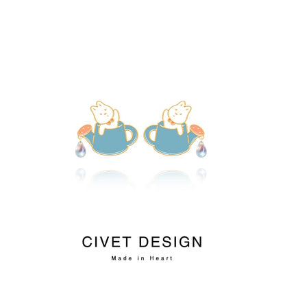 Designs Silver / Cartoon Cuff ) Various Sterling Earring Ear Stud ( Rabbit