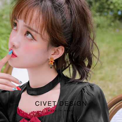 Sterling Stud Earring Cartoon Silver Halloween / Cuff Ear Asymmetrical