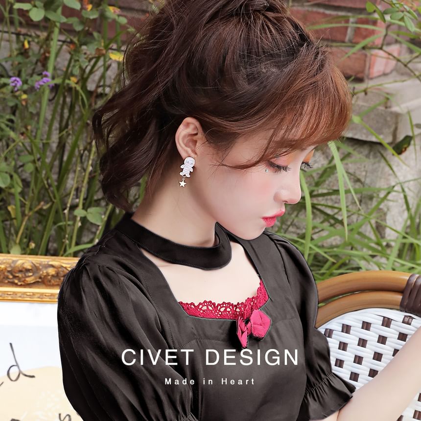 Sterling Stud Earring Cartoon Silver Halloween / Cuff Ear Asymmetrical