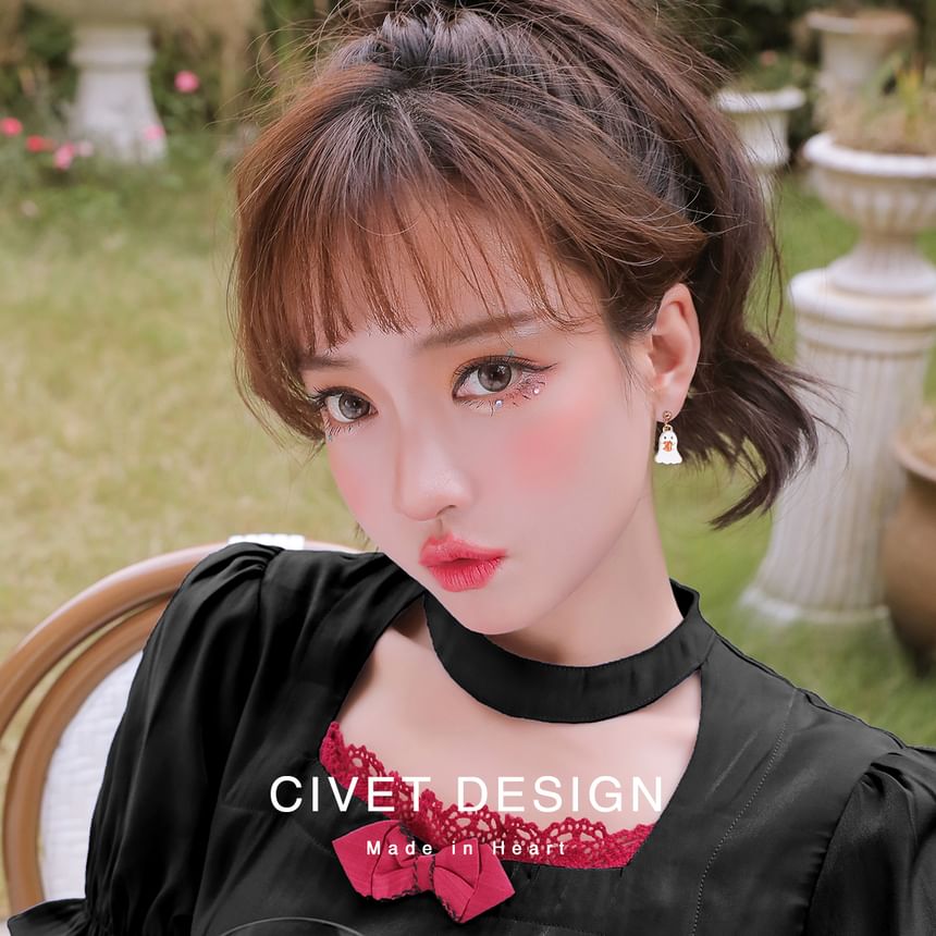 Box Halloween Phantom + Velvet Earring Jewelry Pumpkin