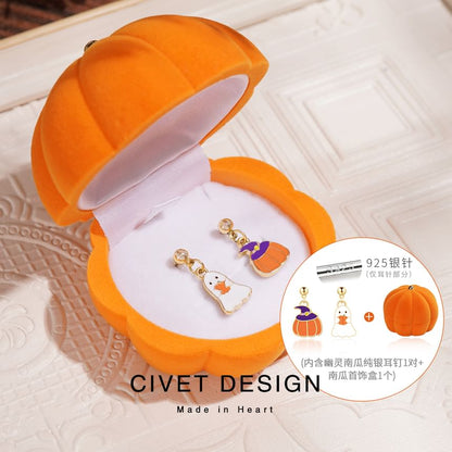 Box Halloween Phantom + Velvet Earring Jewelry Pumpkin