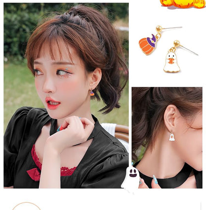 Box Halloween Phantom + Velvet Earring Jewelry Pumpkin