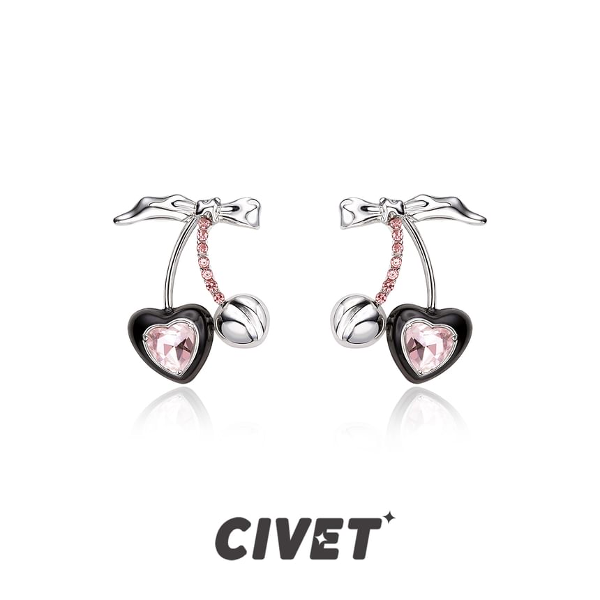 Silver Stud Cuff Rhinestone / Sterling Earring Ear Cherry