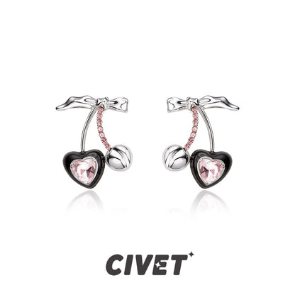 Silver Stud Cuff Rhinestone / Sterling Earring Ear Cherry