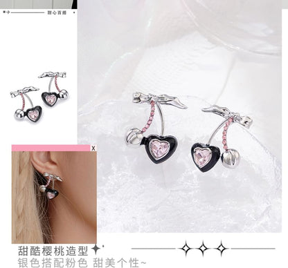 Silver Stud Cuff Rhinestone / Sterling Earring Ear Cherry