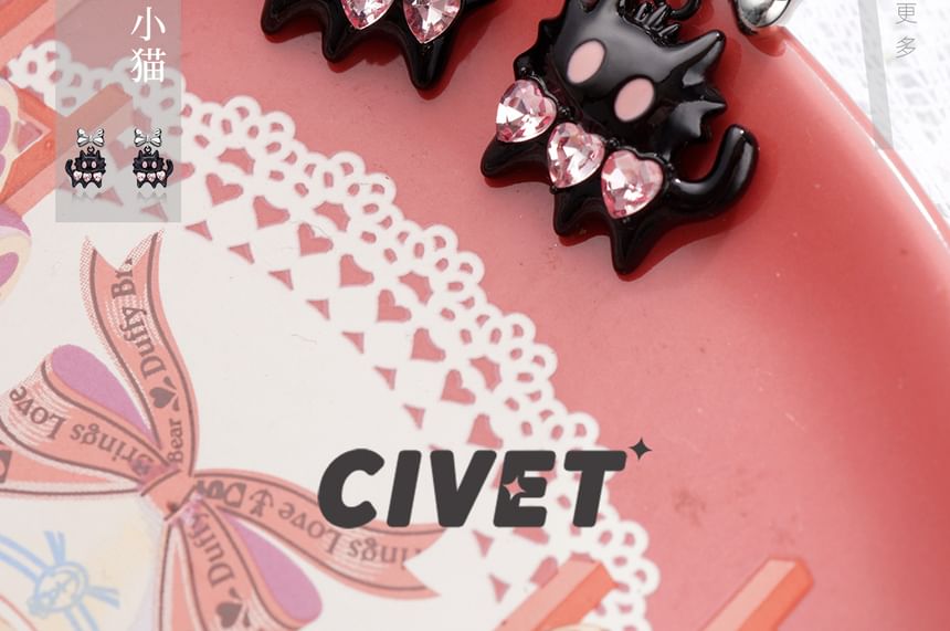 Silver Stud Color / Cuff Cat Earring Sterling Ear Block