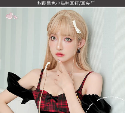 Silver Stud Color / Cuff Cat Earring Sterling Ear Block