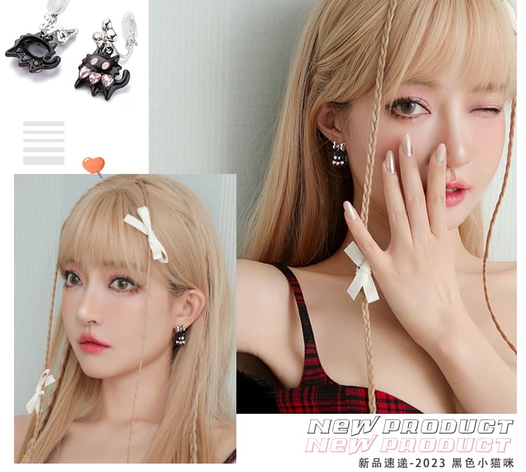 Silver Stud Color / Cuff Cat Earring Sterling Ear Block