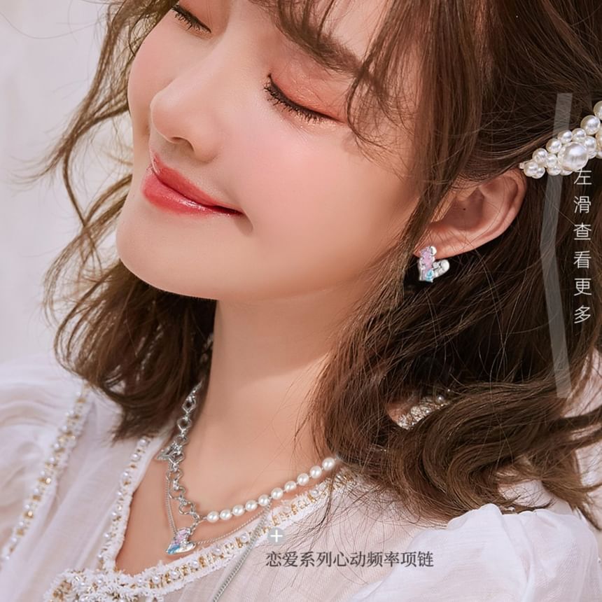 Cuff Ear Sterling Panel Stud Silver / Earring Heart