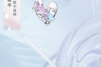 Cuff Ear Sterling Panel Stud Silver / Earring Heart