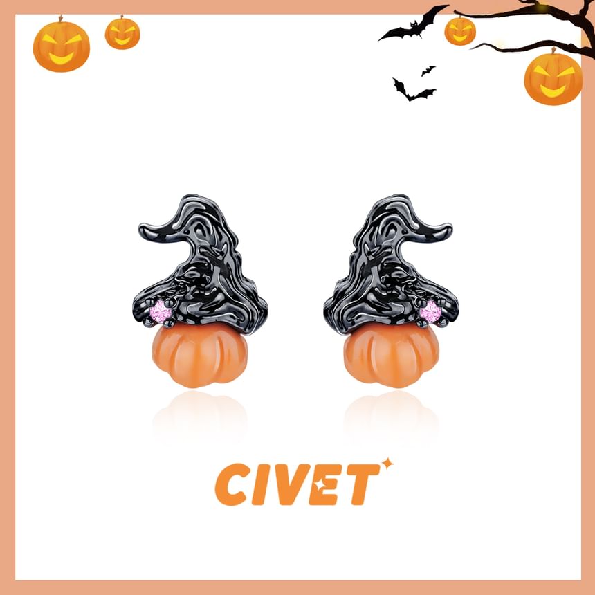 Earring Pumpkin Silver Ear Halloween / Phantom Sterling Stud Cuff