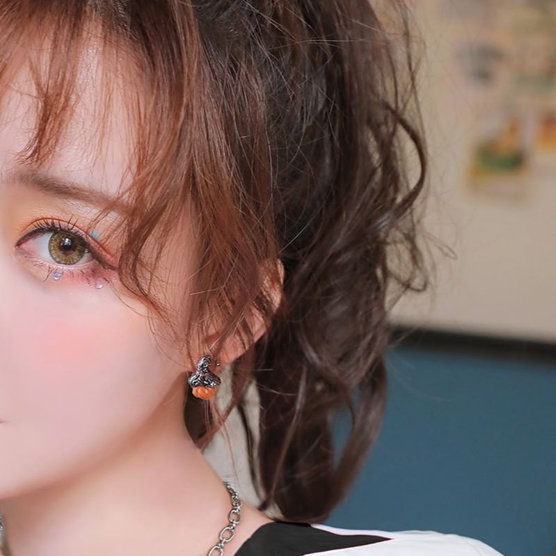 Earring Pumpkin Silver Ear Halloween / Phantom Sterling Stud Cuff