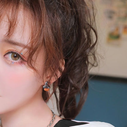 Earring Pumpkin Silver Ear Halloween / Phantom Sterling Stud Cuff