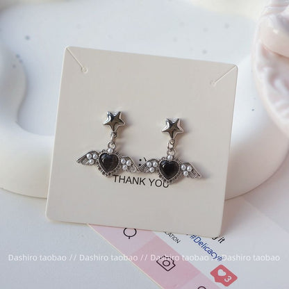 Gemstone / Clip-On Heart Earring Drop