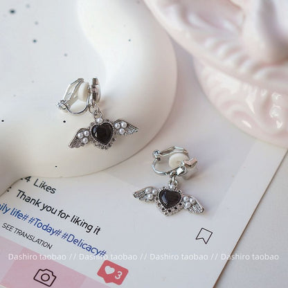 Gemstone / Clip-On Heart Earring Drop