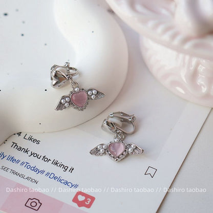 Gemstone / Clip-On Heart Earring Drop