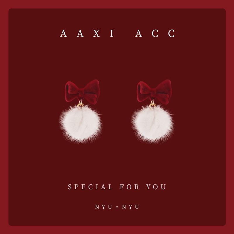 Bow Pom Earring Drop