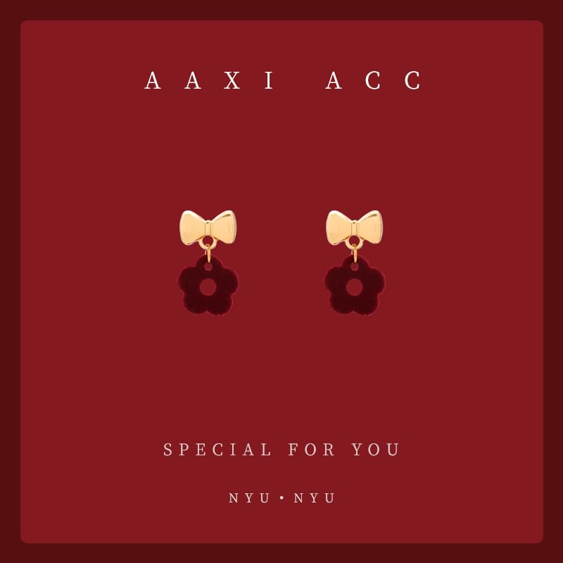 Floral / Earring Clip-On Bow Drop