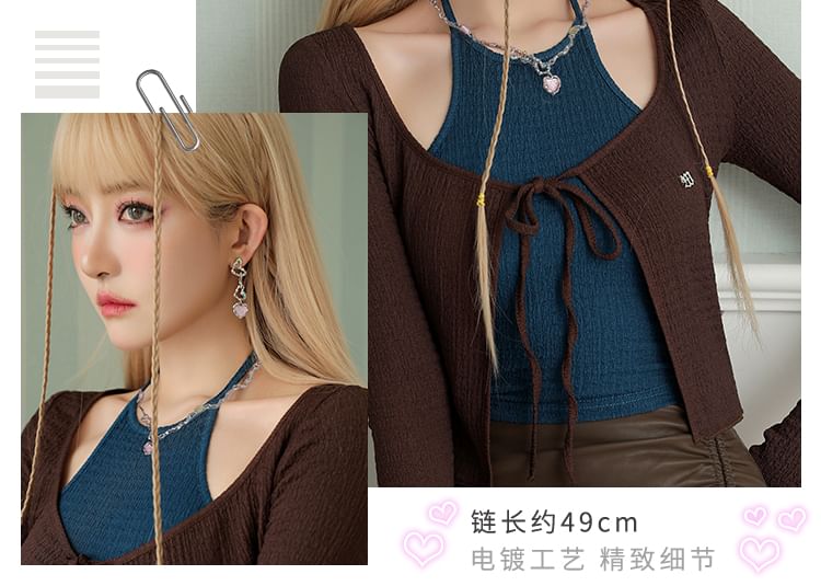 Heart Strawberry Rhinestone Necklace