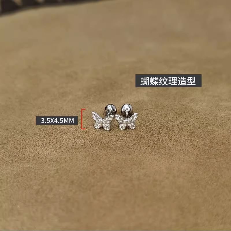 Barbell Sterling 925 Butterfly Earring Silver