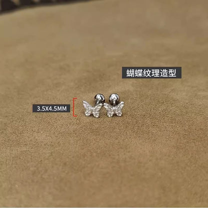 Barbell Sterling 925 Butterfly Earring Silver