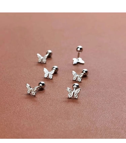 Barbell Sterling 925 Butterfly Earring Silver