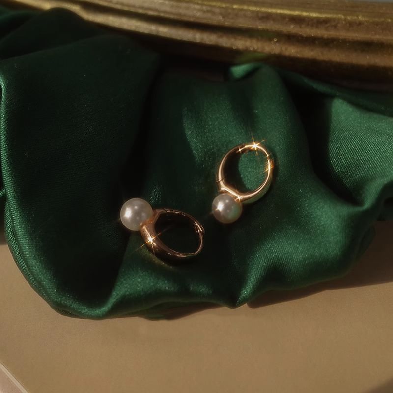 Hoop 925 Pearl Silver Sterling Faux Earring