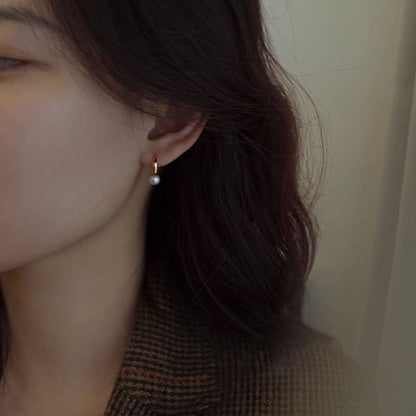 Hoop 925 Pearl Silver Sterling Faux Earring