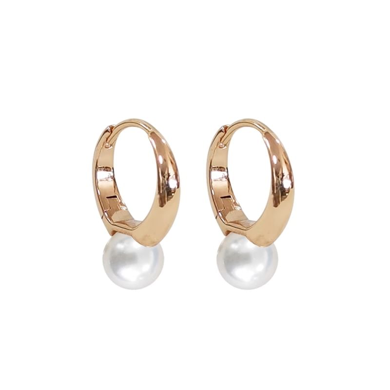 Hoop 925 Pearl Silver Sterling Faux Earring
