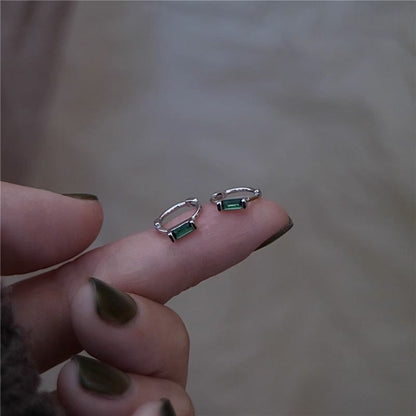 925 Sterling Silver Huggie Rhinestone Earring