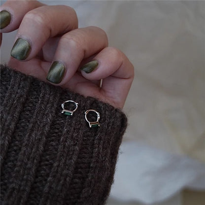 925 Sterling Silver Huggie Rhinestone Earring