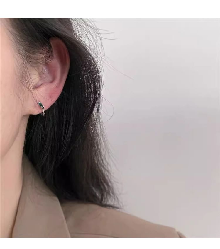 925 Sterling Silver Huggie Rhinestone Earring